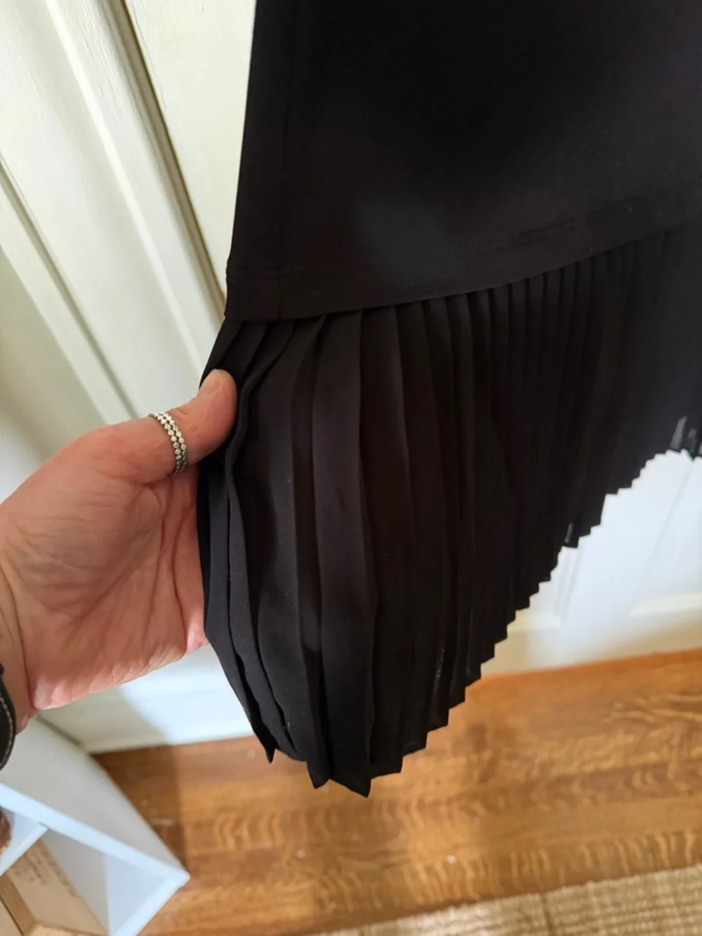 Michael Kors Black Pleated Hem Dress XS | Long Sleeve Minimal Chic